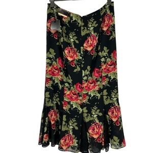 NWT’S Lane Bryant Floral Lace Midi Black & Red Lined Skirt SZ 18